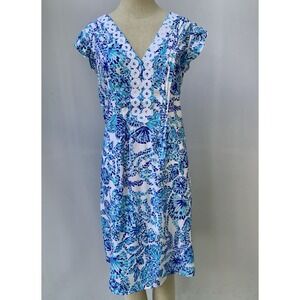 Lilly Pulitzer Dress Medium Blue White Shell Me You Love Me Joan Tunic‎